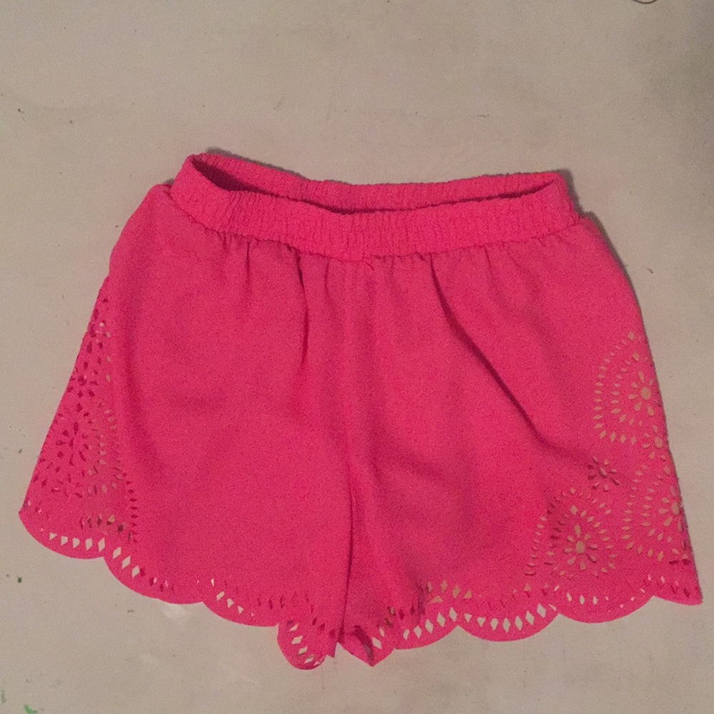 Pink cut out pattern shorts